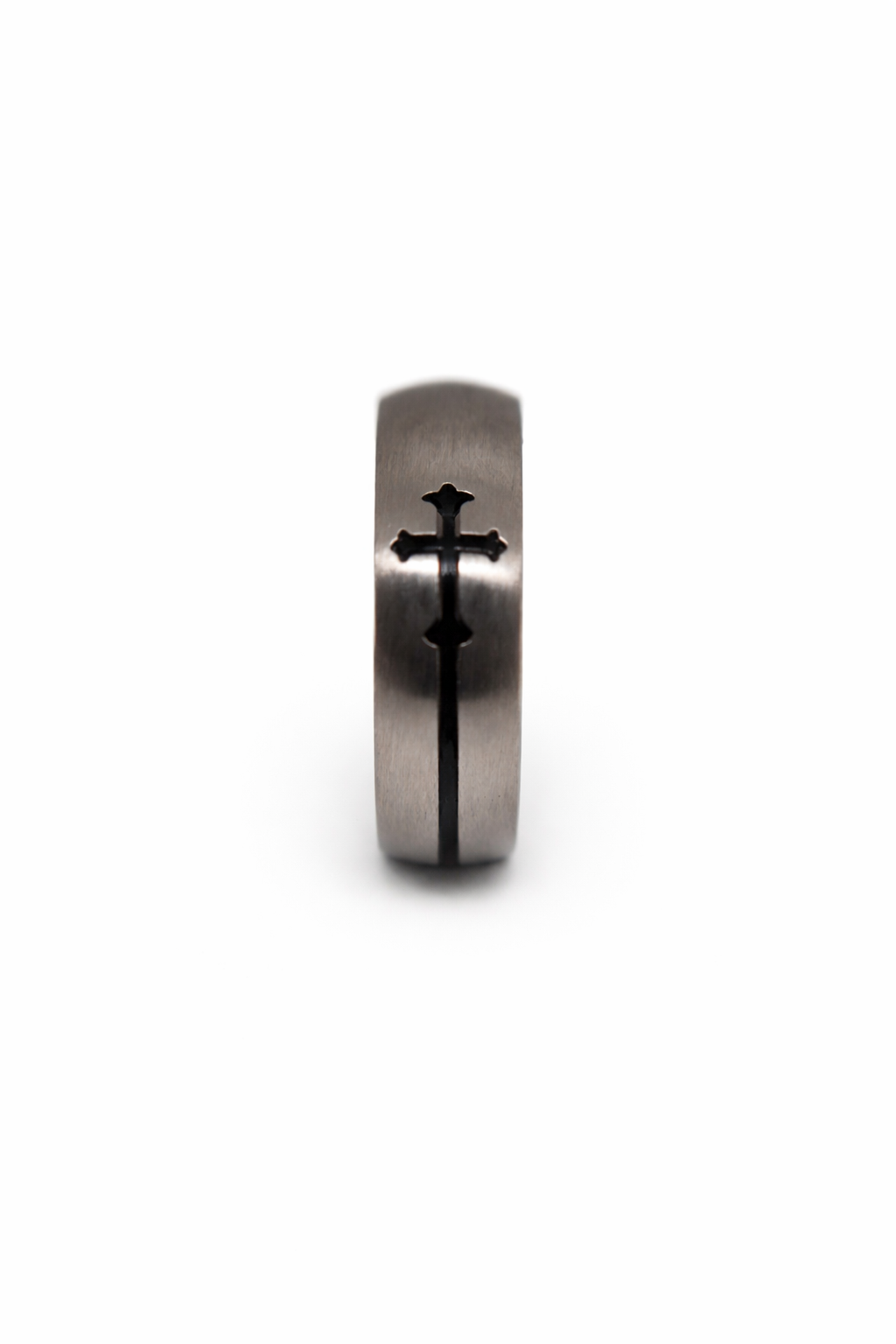 High Polished Black Cross Ring