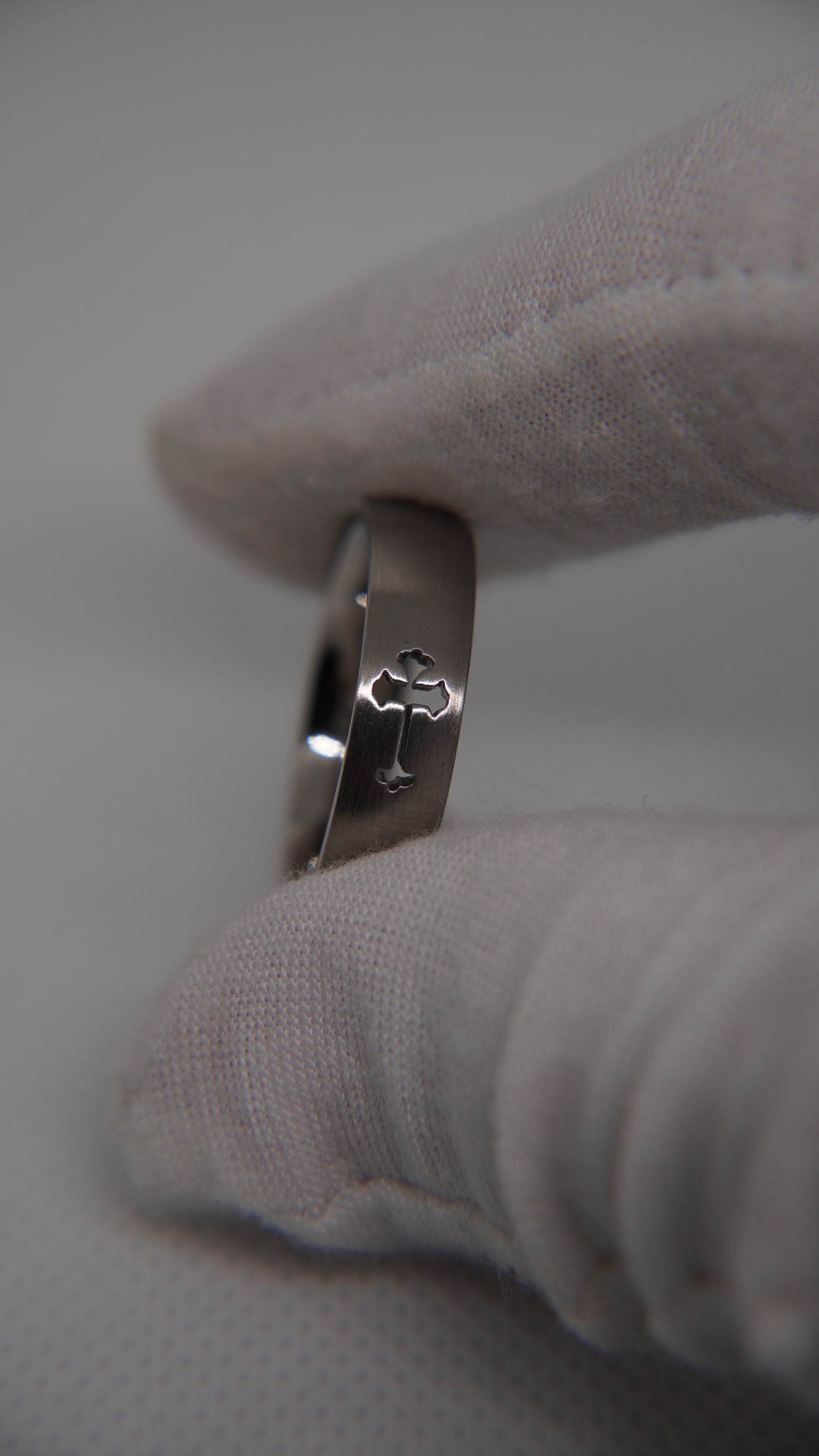 Cross Cutout Brushed Ring