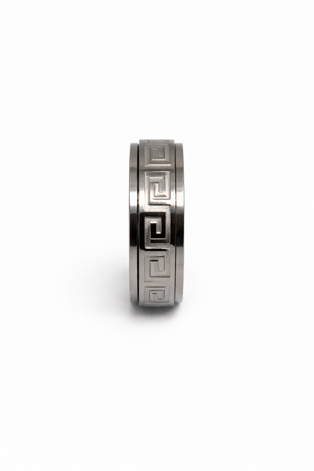 Highly Polished Greek Key Spinner Ring