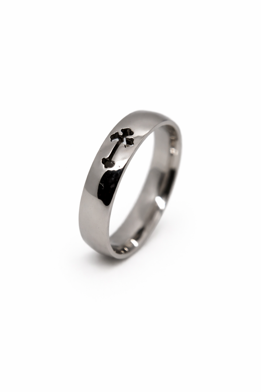 Cross Cutout Polished Ring