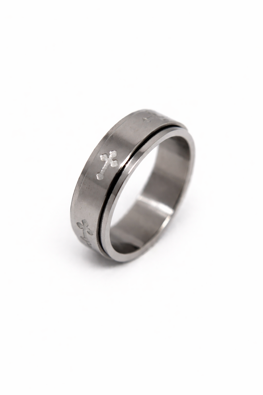 Cross Spinner Highly Polished Ring