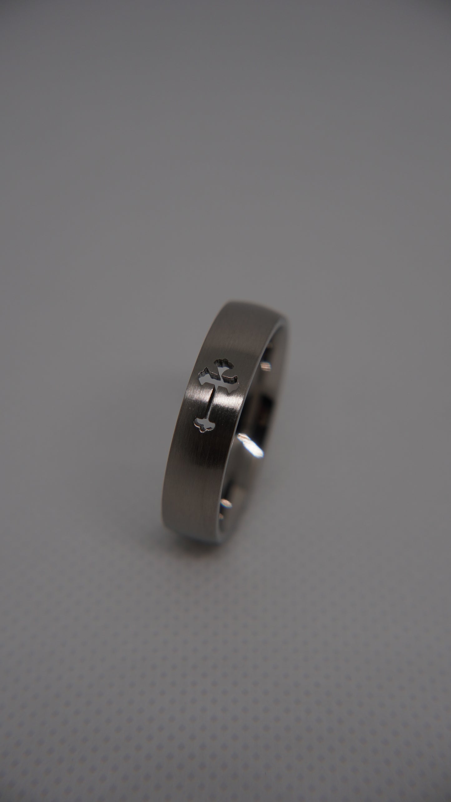 Cross Cutout Brushed Ring