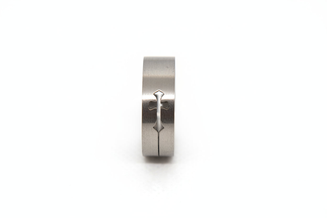 High Polished Cutout Cross Ring