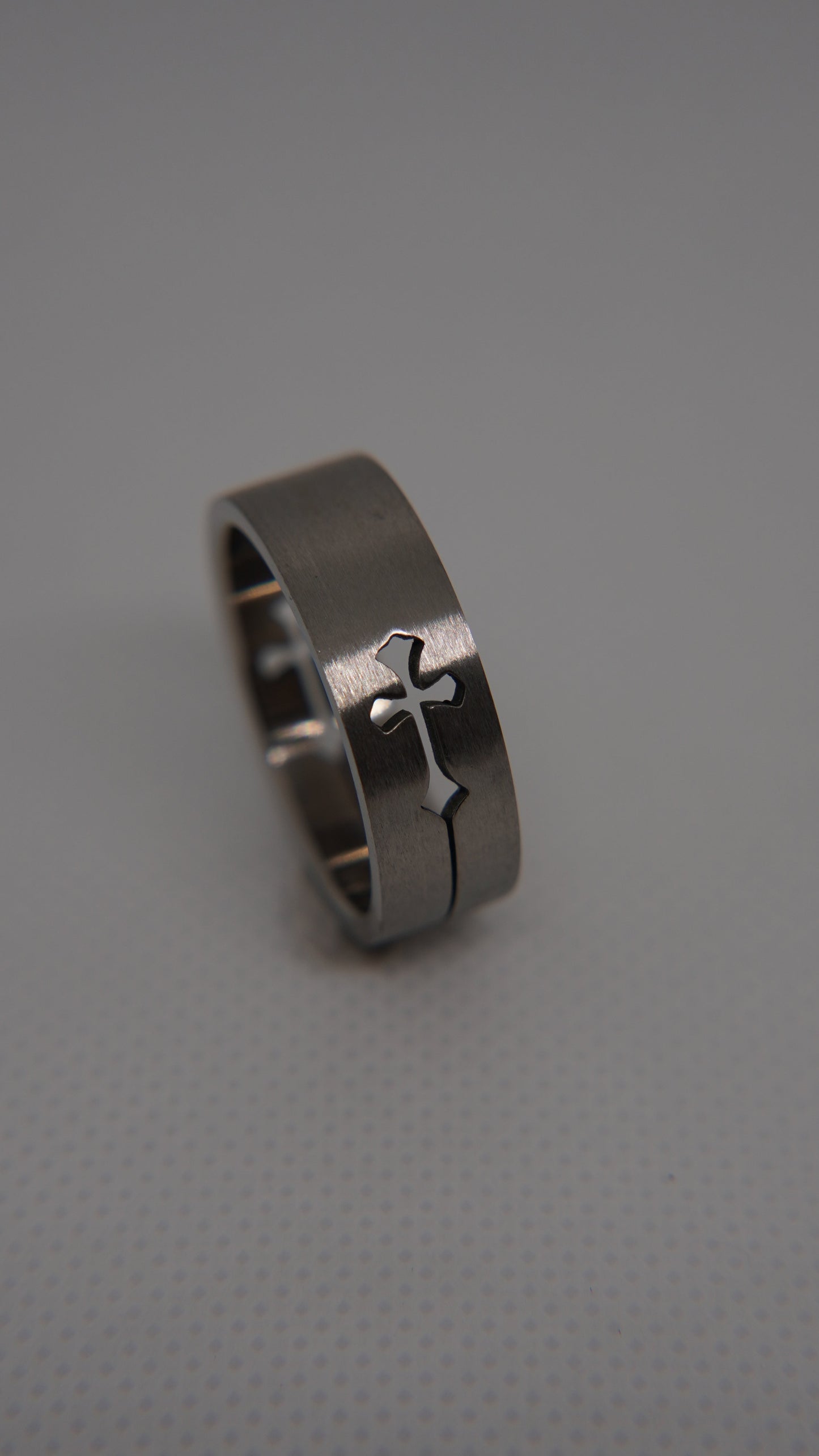 High Polished Cutout Cross Ring